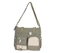 YIGZYCN Versátil bolsa de hombro de gran capacidad, bolsa de lona para estudiantes y niñas, bolsa de lona coreana de moda casual, bolsa escolar, Green