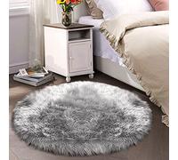 YIHAIC Oveja de Piel sintética Felpudo Alfombra Antideslizante Lujosa Suave Lana Artificial Alfombra para salón Dormitorio baño sofá Silla cojín (Gris, 60 x 60 cm)