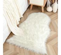 YIHAIC Piel de Oveja sintética, sensación acogedora como auténtica Lana Alfombra de Piel sintética, Man-Made Lujo Lana Alfombra de sofá cojín (Blanco, 75 x 120 cm)