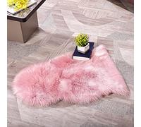YIHAIC Piel de Oveja sintética, sensación acogedora como auténtica Lana Alfombra de Piel sintética, Man-Made Lujo Lana Alfombra de sofá cojín (Rosa, 50 x 80 cm)