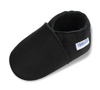 YIHAKIDS Chausson Cuir Bébé Chaussons Cuir Souple Bébé fille garçon Premiers Pas Mignon Chausson Bebe Antideslizante 0-6 Mes-2 ans, Negro , 0-6 mois