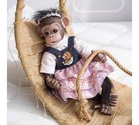 YIHANGG Original 40CM Muñeca Reborn Baby Toddlers Orangutanes Bebe Reborn Linda Premie Mono Negro Muñeca De Arte Coleccionable
