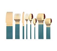 YIHANSS 24 Piezas Conjunto de vajillas de vajilla Blanca Cadeneros de Acero Inoxidable de Acero Inoxidable Siltware Spoon Spoon Spoon Spoon Spoon Spoon Spoon (Color: Oro Verde) (Oro) (Oro)