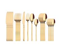 YIHANSS 24 Piezas Conjunto de vajillas de vajilla Blanca Cadeneros de Acero Inoxidable de Acero Inoxidable Siltware Spoon Spoon Spoon Spoon Spoon Spoon Spoon (Color: Oro Verde) (Oro) (Oro)