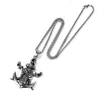 YIHANSS Collares Ancla de Barco Retro con Espada de cráneo, para Hombres Joyas de Amuleto Azul marino/80cm Perla CA (Color: 80 cm CA)