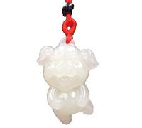 YIHANSS Collares Natural Hotan Jade Pig Press Jade White Men and Women Collar de Pareja