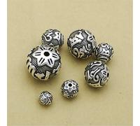 YIHANSS Collares S925 Accesorios de Cuentas de Plata Tallado Mantra Beeds Meditation Ornament de Joyas Hechas de Bricolaje a Mano para Joyas Que fabrican Collar de Brazalete para accesorios1pc6mm