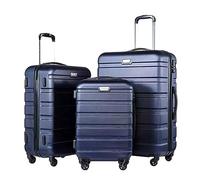 YIHANSS Empresar Equipos de Viaje de Viaje de 3 Piezas Conjunto de Equipaje ABS con cerraduras, Incluye 20 ", 24", 28 "Spinner Maletas de luz (Azul)