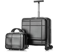 YIHANSS Empresas de Viaje de Viaje de Viaje 2 Piezas Spinner Spinner de 18 Pulgadas, con Mango telescópico, Maleta de luz cosmética de 14 Pulgadas (Color: Negro, tamaño: 14+18 Pulgadas)