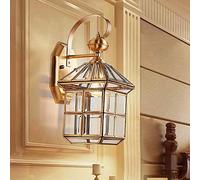 YIHANSS European Copper Art Impermeable IP54 Lámpara de Pared al Aire Libre Antiguo E27 Vidrio Exterior Patio Patio Garden Villa Balcón Square Gazebo Fuera de la lámpara de decoración de la Noche