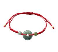 YIHANSS Genuino Grado A Jade Donut Peace Pulsera Pulsera de la suerte Regalo de cumpleaños Madre Regalo para mujeres Cinnabar