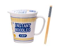 YIHANSS Juego de tazón de cerámica de ramen de fideos instantáneos japoneses, con tapa de tazón de sopa profunda cubierta de cereal para el hogar