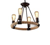 YIHANSS Lámpara Colgante American Creative Rural Hemp Rope Candelier T Cafe Café Candelier Retro Bar Contador Creativo NT Luz de lámpara Colgante Luces de Pared Factura de Montaje (Seis Cabezas)