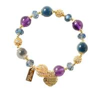 YIHANSS Pulsera de altura de cristal natural amatista ágata afortunado colgante de encanto de corazón feng shui dorado pulsera de mal-gem talismán para la femininidad las mujeres aman la buena suerte