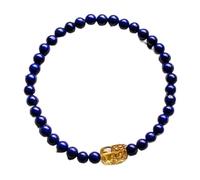 YIHANSS Pulsera de cristal natural talismán espiritual de 6 mm lapislúpis lazuli citrina tallada feng shui pi xiu afortunado encanto piyao amulet brazalete elástico por dinero prosperidad cinnabar