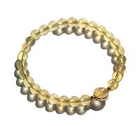 YIHANSS Pulsera feng shui pixiu brazalete de encanto de la suerte pulsera de cristal rutilado dorado brazalete citrino pulsador de amuleto rico, pixiu, cinnabar (color: redondo: redondo