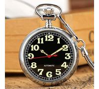 YIHANSS Reloj de Bolsillo automático mecánico con Esfera Luminosa y números, Cadena de Serpiente de Bolsillo de Cuerda automática, Reloj Fob de Lujo, Fluorescente noctilucente