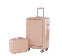 YIHANSS Set de la Maleta de Viaje, Equipaje de Equipaje de Equipaje de Equipos de Maleta Conjunto de la Pieza del ABS+PC Spinner Trolley, Bolsa de Viaje de Viaje Duradera (Color: Negro, tamaño: 20+14
