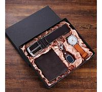 YIHANSS ZYING Moda Boutique Creativa Conjunto de Regalo Reloj Bellamente Empaquetado Cinturón de Cuero Monedero Llavero 4 unids/Set Regalos para Hombres Envío Directo