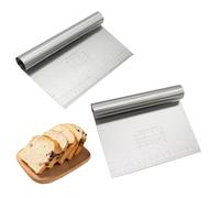YIHAOH 2 Piezas Rasqueta Cocina Cortador de Acero Inoxidable, Rasqueta Panadero con Escala, Raspador de Masa Multifuncional para Cocina, Hornear, Pizza, Pan, Pastel, Galletas, Fácil de Limpiar