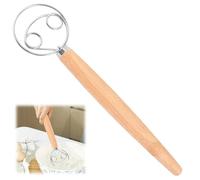 YIHAOH Batidora Manual, Varillas Pastelerial de Masa, Batidor Danés de Acero Inoxidable, Batidora de Masa con Mango Largo de Madera, Batidor Mezcla Rápida para Hornear pan, Masa