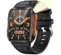 Yihou Reloj inteligente para hombre al aire libre con linterna de luz fuerte, pantalla grande IPS de 1,9 pulgadas, resistente reloj inteligente militar para responder/hacer llamadas/frecuencia