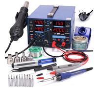 YIHUA 853D 2A USB SMD Estación aire caliente con soldador y fuente | 3-in-1 station with hot air, soldering iron and DC power supply for repairing PCB SMD, BGA and more. (EU Plug)