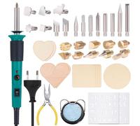 YIHUA 930-IV Herramienta de pluma de pirograbador de madera kit con 25 puntas de pirografía (punta sólida), 2 madera de pirograbado, 1 alicate para pirografo(EU Plug)