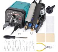 YIHUA 939-III - Kit de herramientas de pirografía para leña con 2 bolígrafos de pirografía (tipo punta de alambre) con 20 puntas de leña, 2 madera de pirografía (enchufe británico)