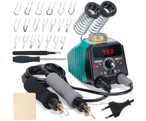 YIHUA 939D-VI Kit de quema de grabador madera de doble pluma con pantalla digital con 20 puntas de alambre, pluma de quema de madera desmontable, pinzas utilizadas como herramienta de quema de madera