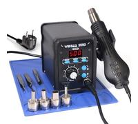 YIHUA 959D Estación de retrabajo de aire caliente para soldadura SMD, 3 canales de memoria con 4 boquillas de aire caliente, alfombrilla de trabajo de soldadura, pinzas seguras ESD(EU PLUG)