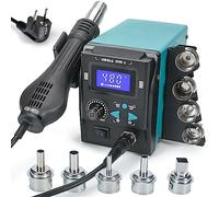 YIHUA 959D-II Estacion de soldadura aire caliente para soldadura y desoldadura de SMD con pantalla LCD, soporte para boquillas, auto inicio/parada, temperatura ajustable, volumen de aire EU plug