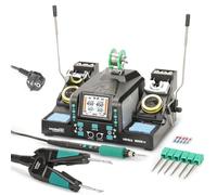 YIHUA 982D-III Estacion de soldadura de precisión 2-EN-1 con soldador de estaño C210 y sistema de puntas de pinzas calientes C120 para retrabajo SMD, microsoldadura, kit de soldador estaño profesional