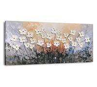 Yihui Arts Pintura al óleo grande pintada a mano sobre lienzo con flores para decoración de sala de estar, obra de arte contemporánea enmarcada lista para colgar (20 pulgadas de ancho x 40 pulgadas de