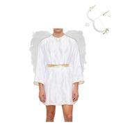 Yihuimin Disfraz de ángel para hombre, vestido de ángel con alas y arco, disfraz de diosa griega, juego de cosplay, disfraz de carnaval, fiestas temáticas, color blanco, XL