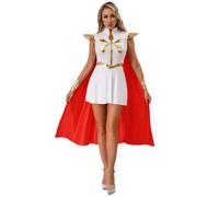 Yihuimin Disfraz de diosa griega para mujer, vestido de patchwork metálico con capa, disfraz de gladiador romano, disfraz de cosplay, disfraz de fiesta, color blanco, M