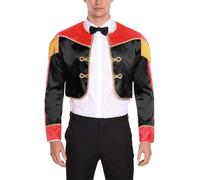 Yihuimin Disfraz de matador español de Navidad para hombre, chaqueta dividida, cárdigan, disfraz de showman, disfraz de cosplay, carnaval, negro, XXL