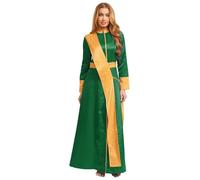 Yihuimin Disfraz de sacerdote de manga larga para mujer, disfraz de iglesia católica romana, patchwork, pastor, ministerio, Halloween, cosplay, disfraz de carnaval, verde, L