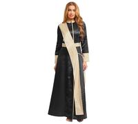 Yihuimin Disfraz de sacerdote de manga larga para mujer, disfraz de iglesia católica romana, patchwork, pastor, ministerio, disfraz de Halloween, cosplay, color negro, talla L