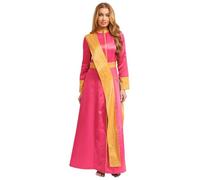 Yihuimin Disfraz de sacerdote de manga larga para mujer, disfraz de iglesia católica romana, patchwork, pastor, ministerio, disfraz de Halloween, cosplay, disfraz de carnaval, color rosa caliente, XL
