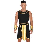 Yihuimin Disfraz egipcio para hombre Egipto Juego de rol Egipto Faraón Vestidos sin mangas Vestido Hombre Halloween Kanrevalskotüm, Negro , XXL