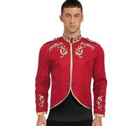 Yihuimin Disfraz medieval con purpurina para hombre, palacio real, chaqueta renacentista, disfraz de carnaval, color rojo, XXL