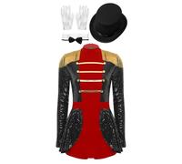Yihuimin Zirkus Verkleidung Damen Kostüm Zauberer Zirkus Ringmaster Glitzer Karneval Halloween Party Cosplay Sxl Schwarz XXL