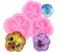 YIHUOMOLDS Molde de silicona para fondant de flores de pensamiento, para decoración de pasteles de azúcar, decoración de cupcakes, caramelos, chocolate, goma de mascar, arcilla polimérica