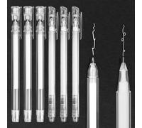 YIIFELL 6 bolígrafos de gel blanco, Bolígrafos de gel blanco de punta fina de 0,6 mm y 0,8 mm para papel negro, bocetos, dibujos, libros para colorear e ilustraciones para adultos