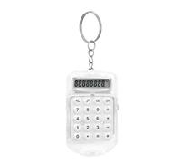 Yiifunglong Calculadoras básicas de escritorio, calculadora de visualización de dígitos de oficina, mini calculadora portátil con colgante colgante llavero regalo - blanco