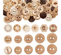 YiiHHooN 160 Botones de Coco, 5 Tamaños Botones de Madera Vintage para Manualidades, Botones de Cáscara de Coco para Coser y Decorar Chaquetas y Suéteres para Scrapbooking DIY