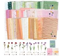 YiiHHooN 78 Hojas Papel Scrapbooking Vintage, Set de Papel para Scrapbook de 3 Colores con Pegatinas, Accesorios de Rejilla para Scrapbook Journal Papel Decorativo Texturizado para DIY