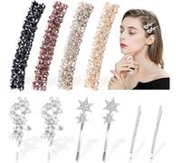 YiiHHooN Pinzas para el Pelo con Brillantes, 10 Piezas Pinzas de Pelo con Brillantes en Formas de Hojas y Estrellas, Pasadores de Pelo para Mujer Multicolor para Bodas, Fiestas y Uso Diario