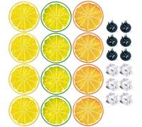 YiiHHooN Rodajas de Limón Falsas, 24 Unidades Rodajas de Limón Artificiales Arándanos y Cubitos de Hielo, Rodajas de Fruta Artificial Limones Decorativos para fiestass Navideñas Artesanía